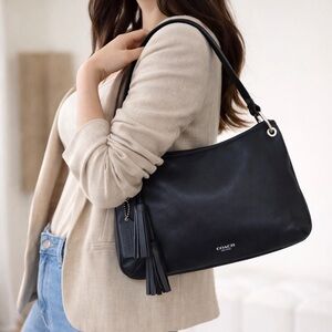 Coach Legacy Leather Double Gusset Crossbody Bag (model F26601) Black